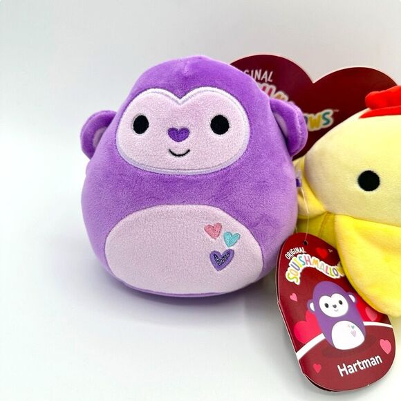Squishmallow Valentine Monkey & Banana Duo HARTMAN & JUNIE 8” - Picture 2 of 6